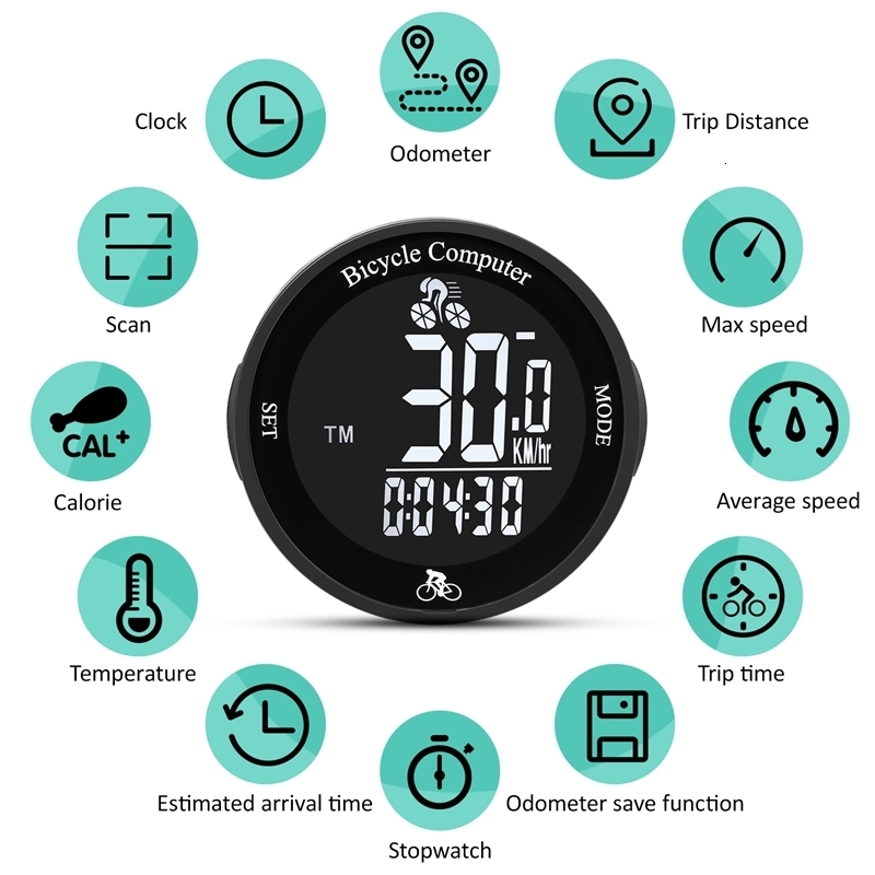Bike Computers Wireless Computer Waterproof Bicycle Odometer Multi Functional LCD Screen Cycling Speedometer Mountain Meter 230801