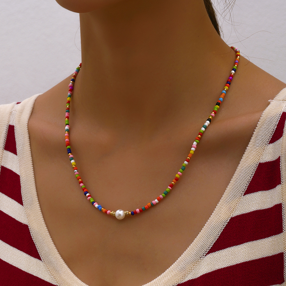 Pendant Necklaces Bohemian Handmade Colorful Beads Chain Fashion Tassels Pearl Jewelry For Women Accessories N0368 230802