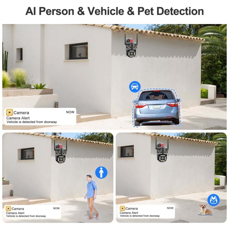 5k 12mp wifi camera wireless outdoor 10x zoom three lens security protection surveillance camera auto tracking p2p cctv ptz cam