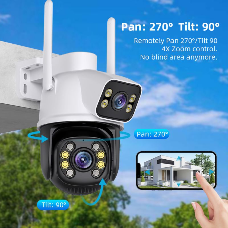 wifi surveillance cameras 4k waterproof outdoor wireless security camera dual lens security protection icsee ip camera ai track