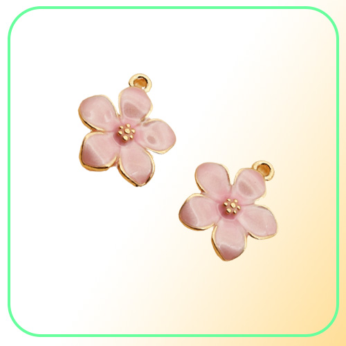whole 100pcs Fashion classic Cute Enamel Flower Charms Pendant Necklace Bracelet DIY Unique Women Jewelry Accessory
