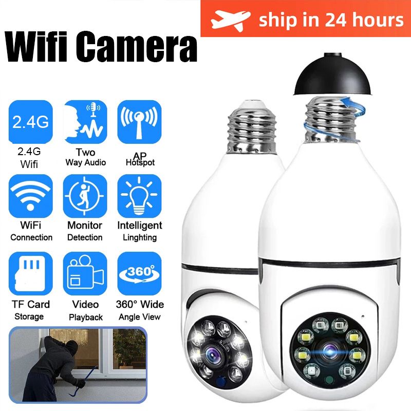 2.4g wifi bulb surveillance camera home night vision wireless camera 1mp cctv video security protection camera wifi ip monitor