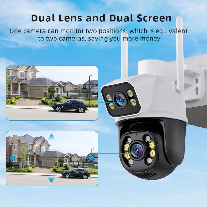 wifi surveillance cameras 4k waterproof outdoor wireless security camera dual lens security protection icsee ip camera ai track