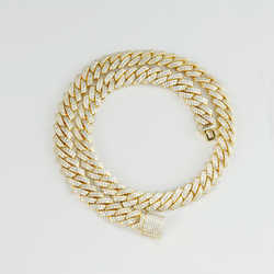 Designer bracelet with 2 rows of diasMens Moissanite Vvs Necklace Gold Plated Sier Jewelry Cuban Link Chain for Men
