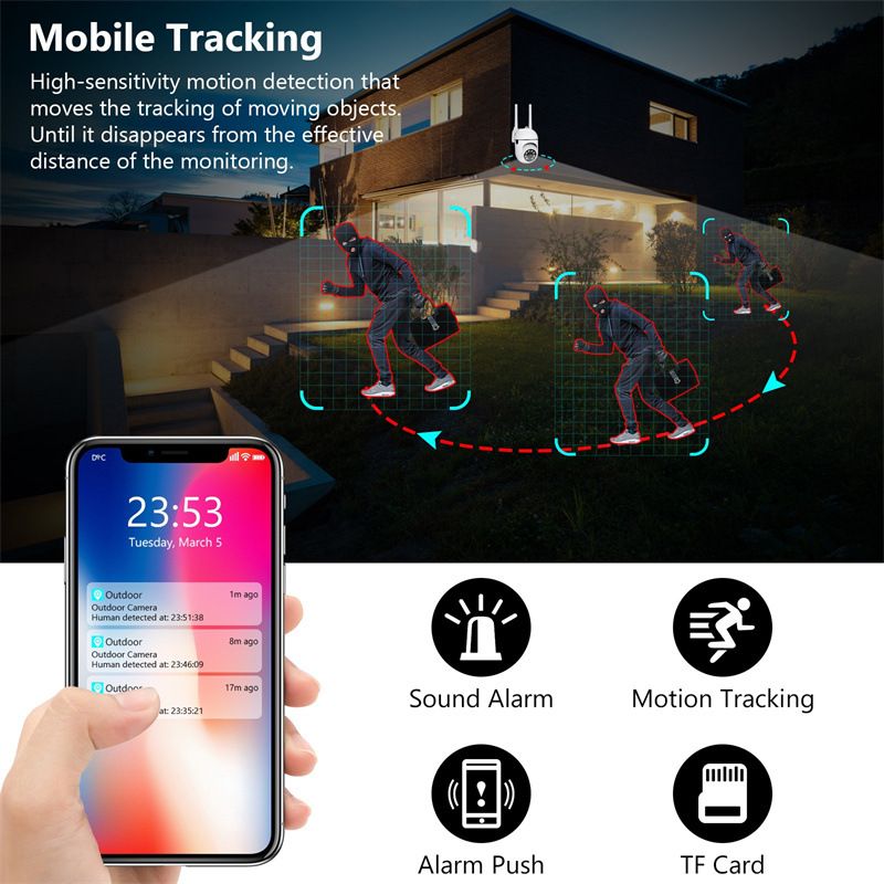 2mp wifi ip camera outdoor 4x digital zoom wireless security surveillance camera two way audio night color cam ai human tracking