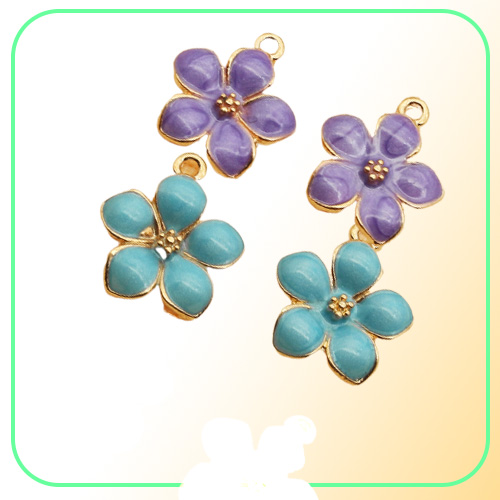 whole 100pcs Fashion classic Cute Enamel Flower Charms Pendant Necklace Bracelet DIY Unique Women Jewelry Accessory