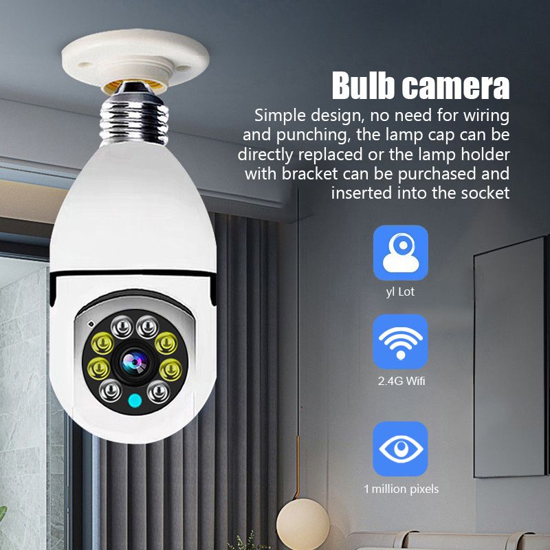 2.4g wifi bulb surveillance camera home night vision wireless camera 1mp cctv video security protection camera wifi ip monitor