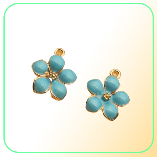 whole 100pcs Fashion classic Cute Enamel Flower Charms Pendant Necklace Bracelet DIY Unique Women Jewelry Accessory
