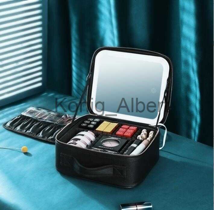 Compact Mirrors led hd mirror makeup storage box cosmetic organize Makeup Bag Women's Handbags Smart LED Light Mirror Travel Beauty Toiletry x080