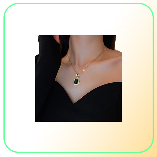 Necklaces Pendants Gold Plated Jewelry Set Emerald Rings Earrings Necklace with Gemstone and Zircon Elegance Jewelry for Women223u