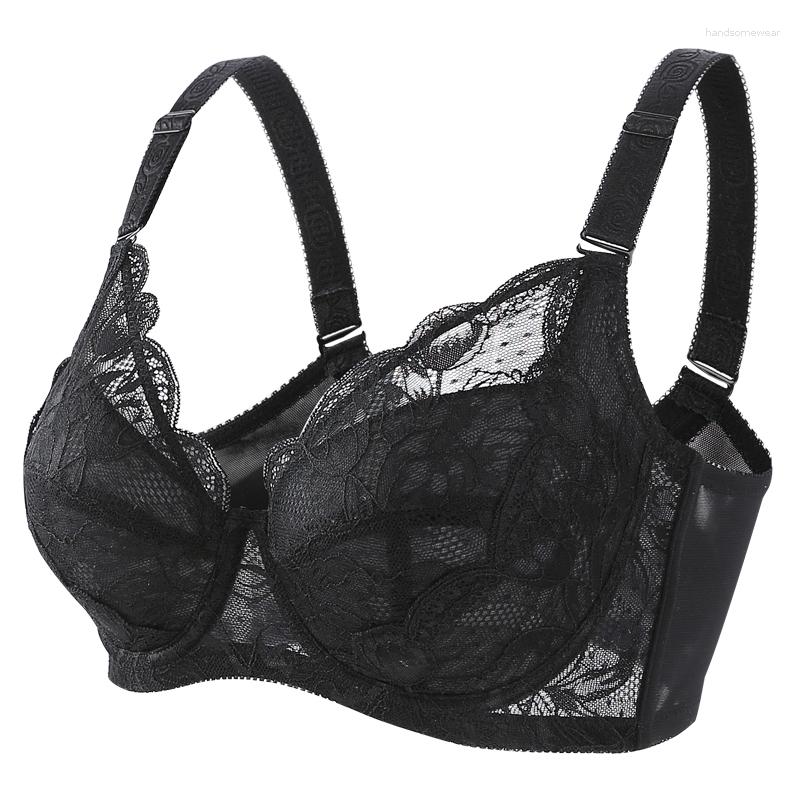 Bras Women's Beauty Lace Bra Plus Size Non Padded Minimizer Full Figure Underwire Brassiere 34 36 38 40 42 44 46 48 B C D E FGH