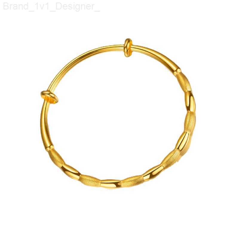 Charm Bracelets Simple Smooth 999 Gold Olive Push and Pull Bangles for Women Wedding Jewelry Party Gothic Girl Bracelets L230804