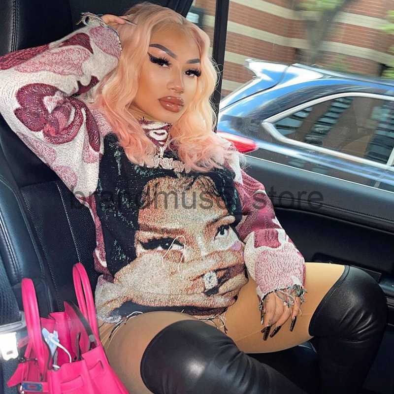 Women's Hoodies Sweatshirts Y2k 2022 New Hip Hop Loose Large Hoodies Women Fashion Top Style Character Print Round Neck Casual Long Sleeve Sweate