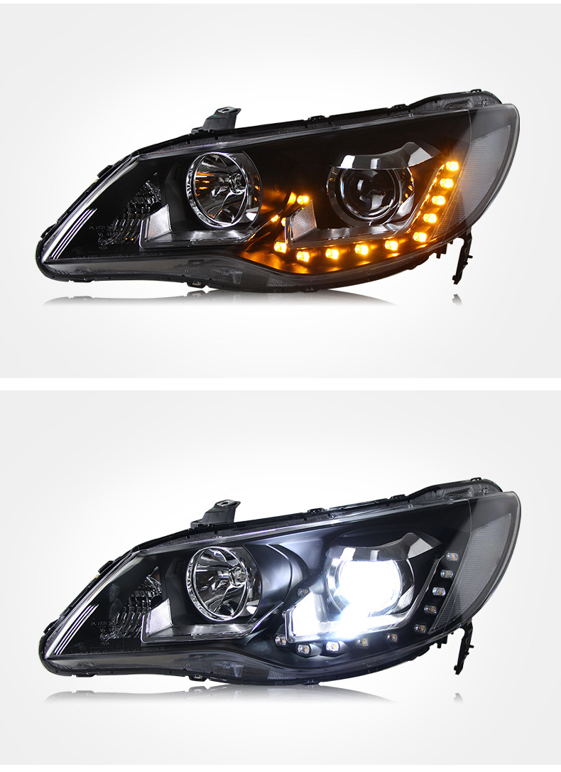 Cars for Honda CIIMO 20 12-20 15 Japanese Civic FD2 Modified LED Daytime Running Light Turn Signal Xenon Headlights