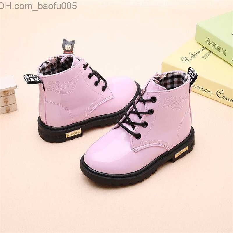 Boots Children Shoes Boots for Kids Size 21-36 Martin Boots for Boys PU Leather Waterproof Winter Kids Snow Shoes Girls Boots 04BB 220816 Z230804