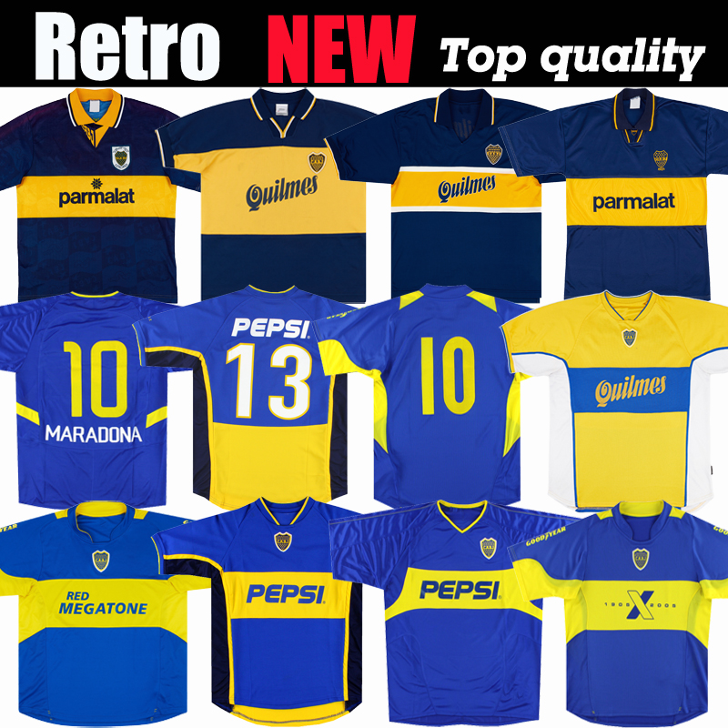 84 95 96 97 98 99 Boca Juniors Retro Soccer Jerseys Maradona ROMAN Caniggia RIQUELME 2002 PALERMO Football Shirts Maillot Camiseta de Futbol 99 00 01 02 03 04 05 06 1981 07