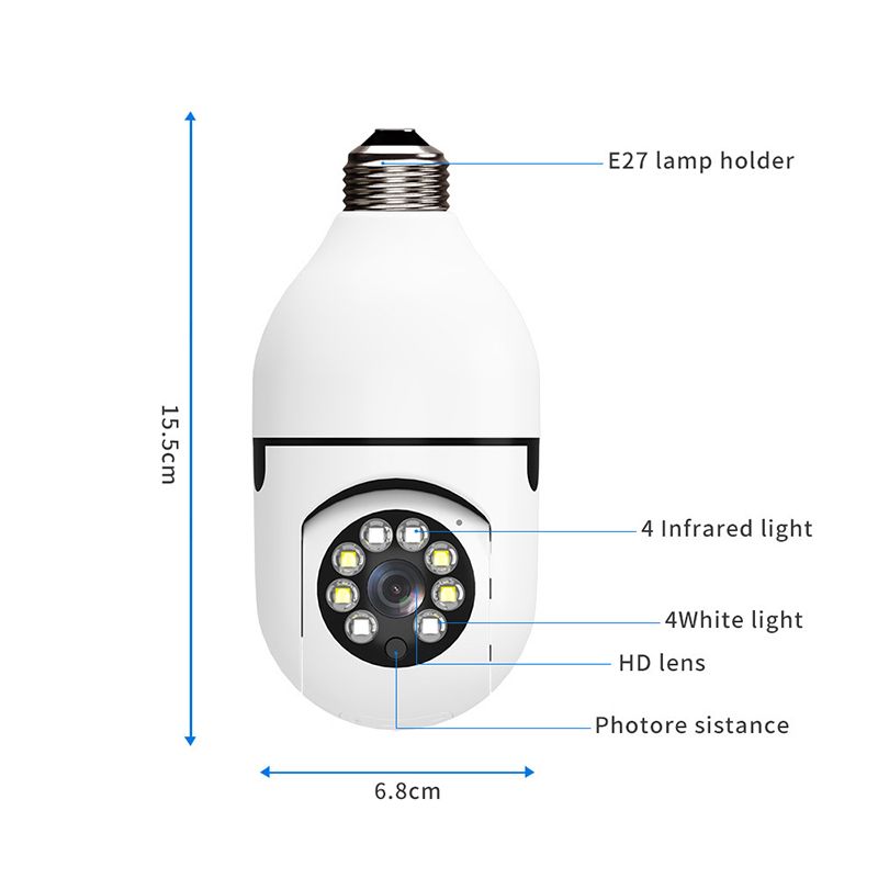 2.4g bulb e27 surveillance camera full color night vision automatic human tracking zoom indoor security monitor wifi camera