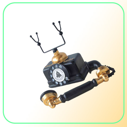 Black Vintage Telephone Retro Antique Shabby Old Phone Figurine Home Decor Wired Cored Landline Classical Office Desk Decoration H7701888