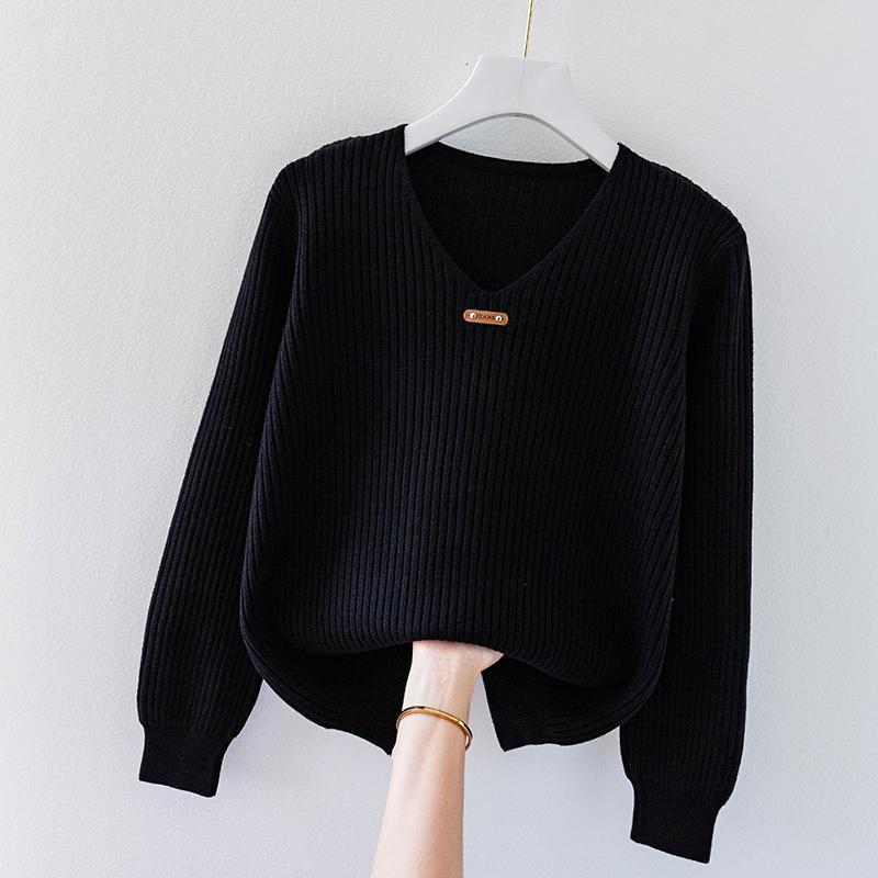 Women's Sweaters Fashion Women Long Sleeve Knitted Sweaters Spring Autumn Solid Slim V-Neck Korean Basic Casual Bottoming Pullovers Tops 230803