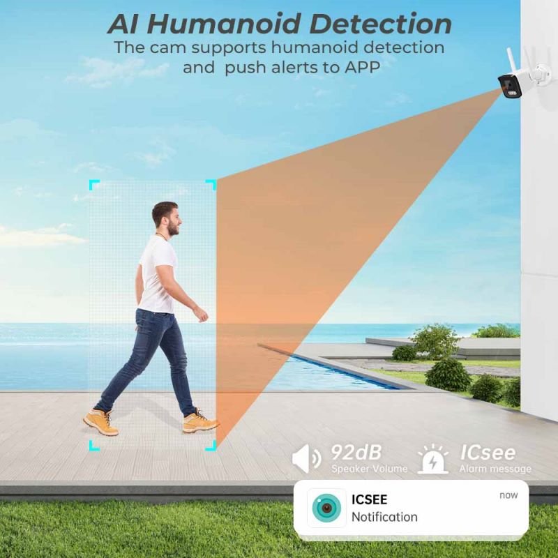 8mp audio ip camera wifi wireless ai human detect icsee 2k cctv bullet outdoor surveillance camera security protection