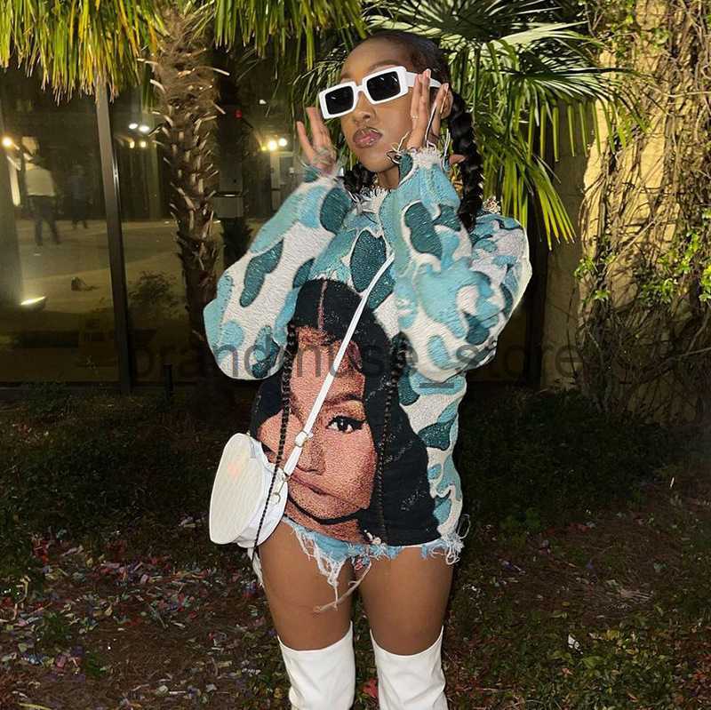 Women's Hoodies Sweatshirts Y2k 2022 New Hip Hop Loose Large Hoodies Women Fashion Top Style Character Print Round Neck Casual Long Sleeve Sweate