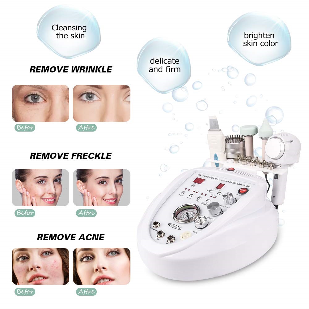 Salon Equipment 5 in1 Diamond Peeling Dermabrasion Skin Scrubber Microcurrent Face Lift Machine Facial Care Salon Equipment for Personal