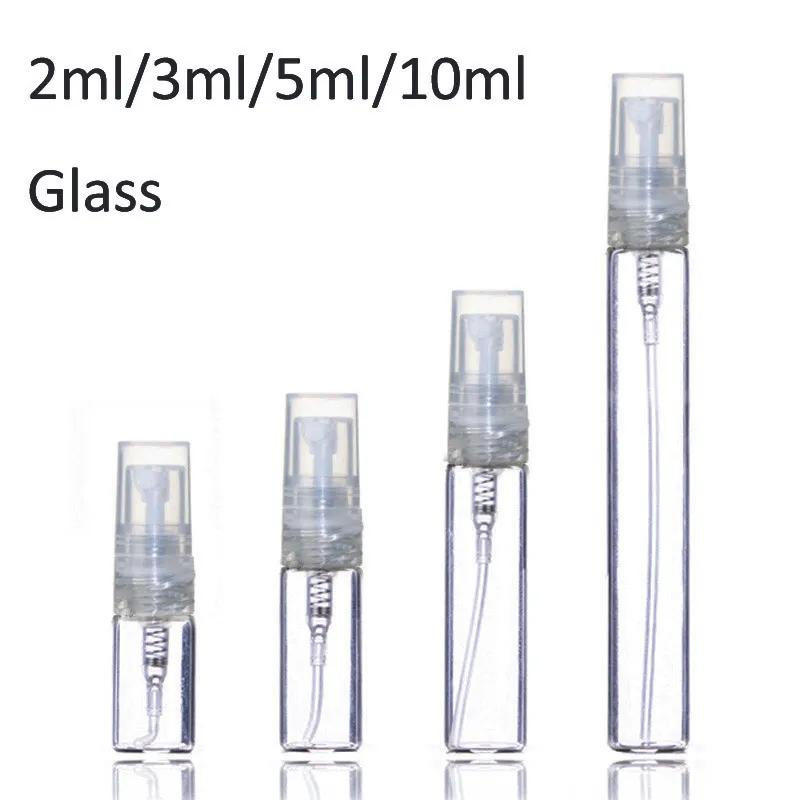 wholesale 2ml 3ml 5ml 10ml Plastic/Glass Mist Spray Perfume Bottle Small Parfume Atomizer Travel Refillable Sample Vials