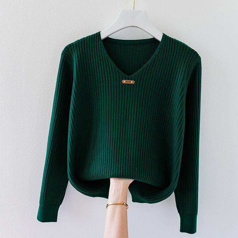 Women's Sweaters Fashion Women Long Sleeve Knitted Sweaters Spring Autumn Solid Slim V-Neck Korean Basic Casual Bottoming Pullovers Tops 230803