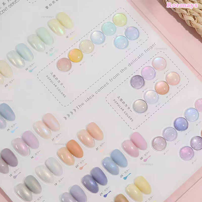 Rormays Gel Nail Polish 30pcs Mermaid Aurora Pink Purple Semi Permanent Varnish Primer Gel UV Gel Base Coat Nail Gel Set Nail salon dedicated wholesal