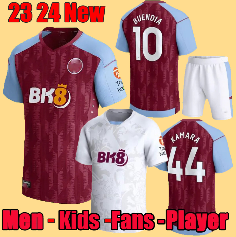 KAMARA 23 24 Home Aston villaES Soccer Jerseys 2023 2024 WATKINS BUENDIA McGINN EL GHAZI DOUGLAS LUIZ MINGS KONSA CASH men kids kit football Shirts fans Player version