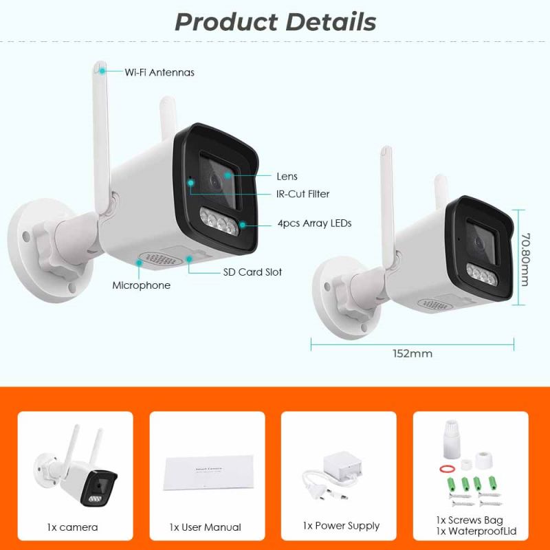 8mp audio ip camera wifi wireless ai human detect icsee 2k cctv bullet outdoor surveillance camera security protection