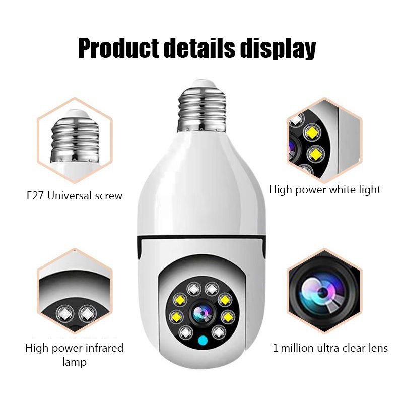 2.4g wifi bulb surveillance camera home night vision wireless camera 1mp cctv video security protection camera wifi ip monitor