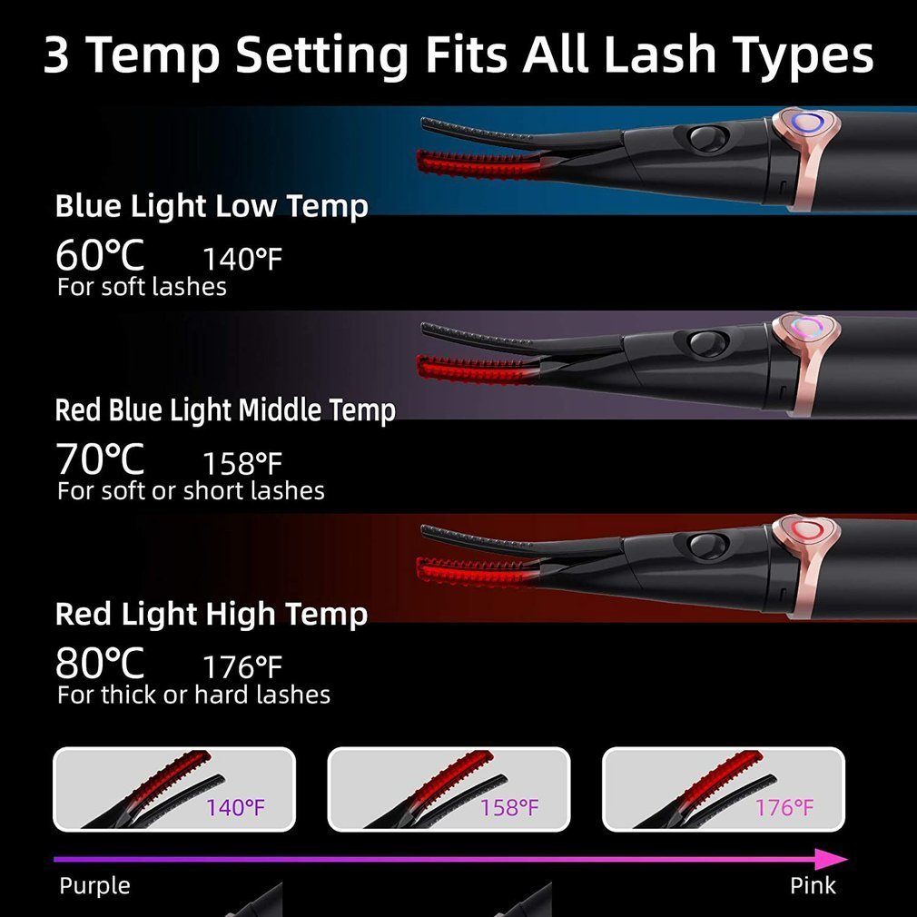 Eyelash Curler clip type USB charging electric heating eyelash curler 3 temperature mode 48 hours long term female eye makeup tool 230803