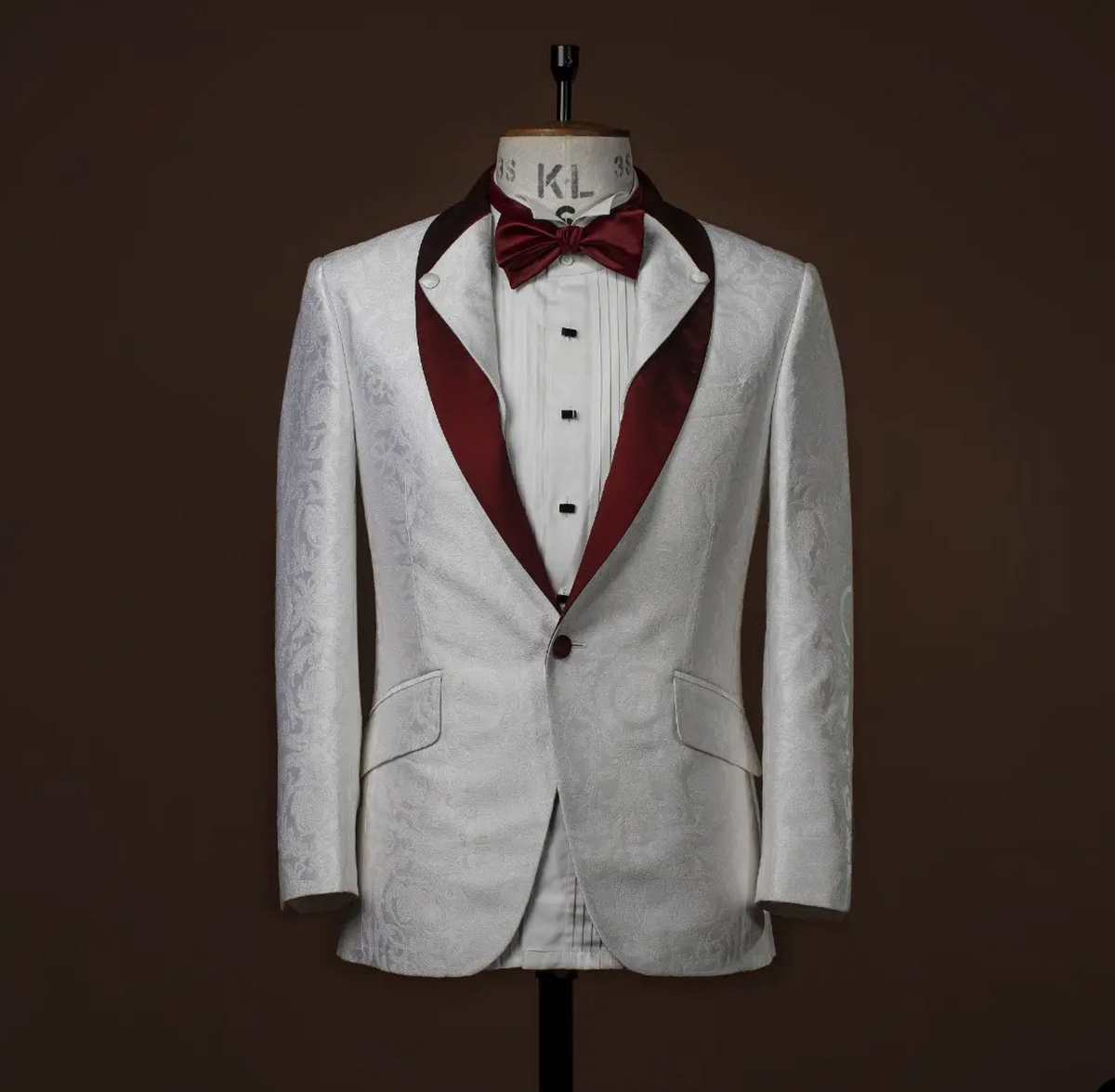 Designer Mens Wedding Tuxedos Floral Jacquard Groom Wear Shawl Lapel Jacket Terno Prom Evening Party Blazer Customize Only Coat