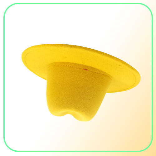 Fashion Yellow Blue Patchwork Wool Felt Fedora Hats for Men Women 2 Tone Hat Different Color Dress Hat Panama Jazz Trilby Cap