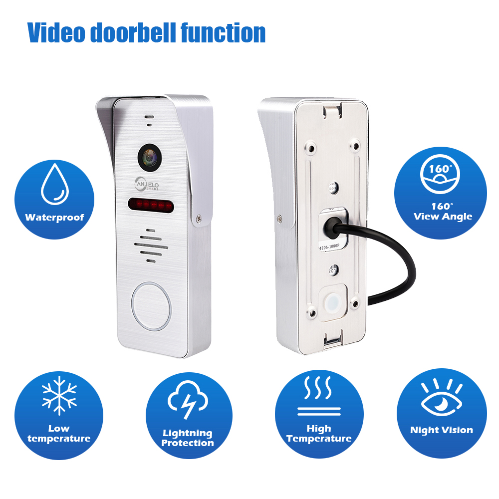wide angle 7inch screen video doorphone with night vision home and villa security system