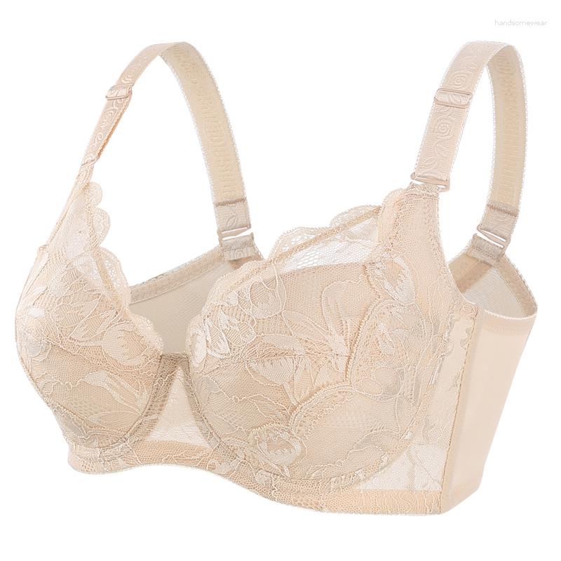 Bras Women's Beauty Lace Bra Plus Size Non Padded Minimizer Full Figure Underwire Brassiere 34 36 38 40 42 44 46 48 B C D E FGH