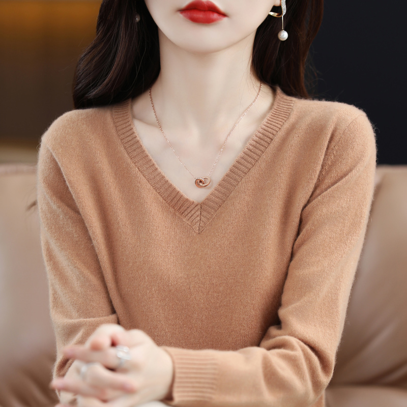Women's Sweaters Cashmere Sweater Women Knitted Sweaters 100% Pure Merino Wool Winter Fashion V-Neck Top Autumn Warm Pullover Jumper Clothes 2308