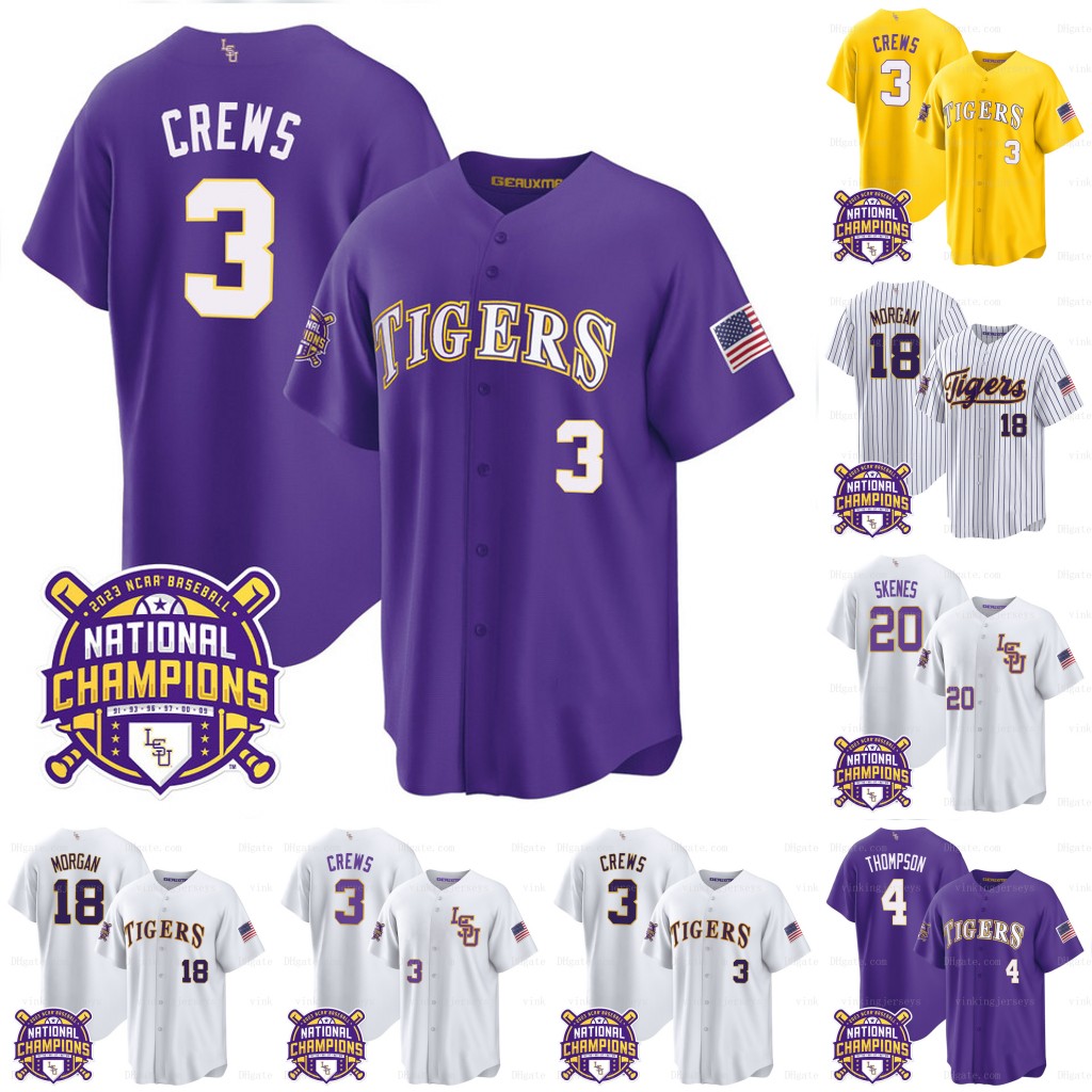 3 Dylan Crews LSU Tigers Baseball Jersey 2023 College World Series Champions Paul SkenesGuidry Alex Bregman Aaron Nola Jake Fraley Gavin Dugas Kevin Gausman Cabrera