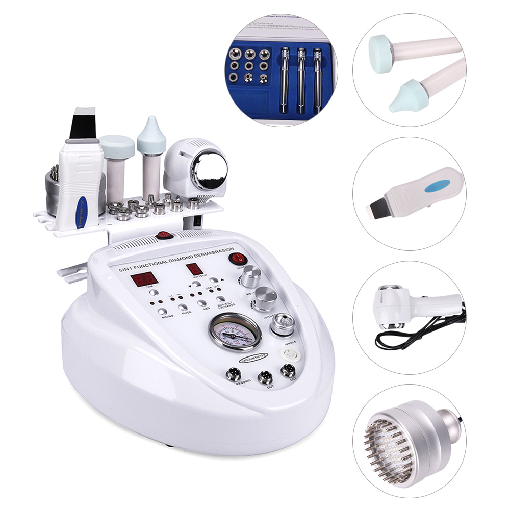 Salon Equipment 5 in1 Diamond Peeling Dermabrasion Skin Scrubber Microcurrent Face Lift Machine Facial Care Salon Equipment for Personal