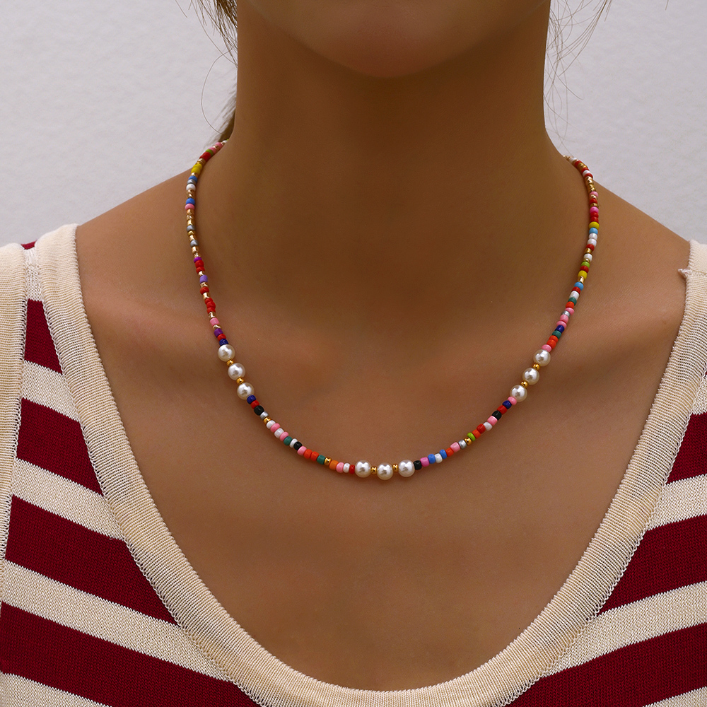 Pendant Necklaces Bohemian Handmade Colorful Beads Chain Fashion Tassels Pearl Jewelry For Women Accessories N0368 230802
