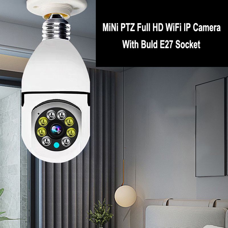 2.4g bulb e27 surveillance camera full color night vision automatic human tracking zoom indoor security monitor wifi camera