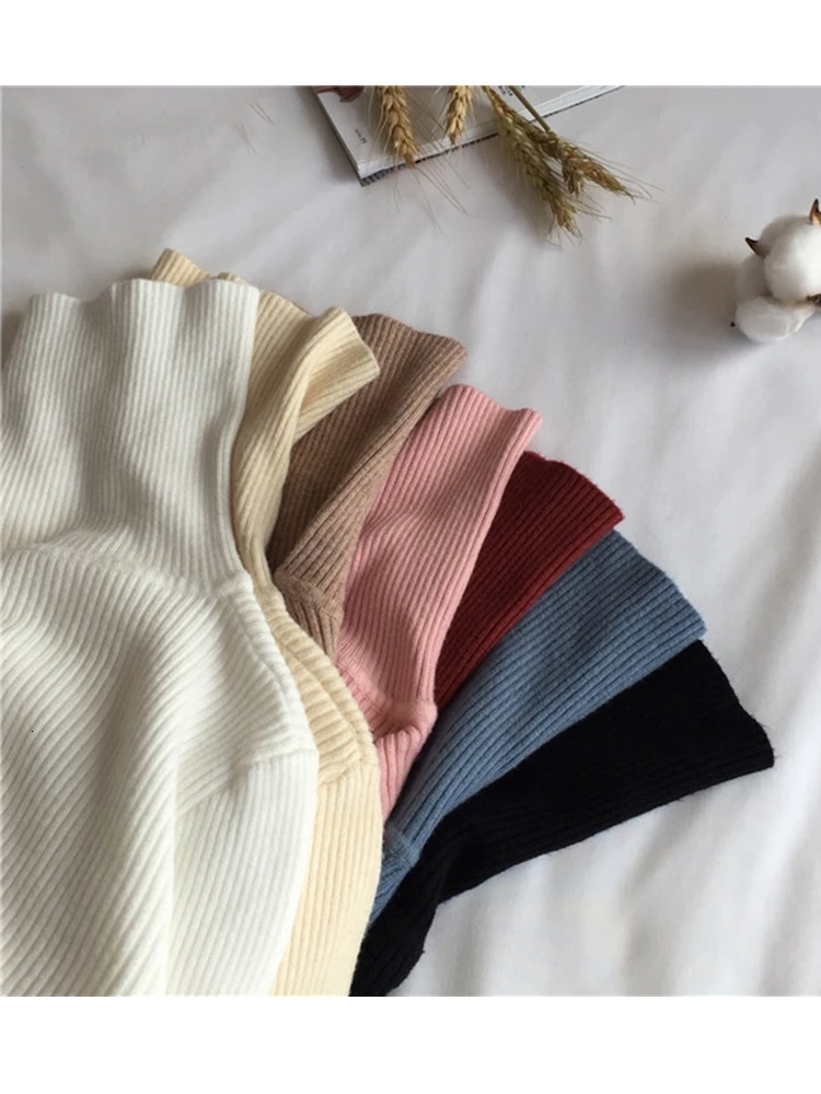 Women's Sweaters Basic Turtleneck Women Sweaters Autumn Winter Thick Warm Pullover Slim Tops Ribbed Knitted Sweater Jumper Soft Pull Female 23080