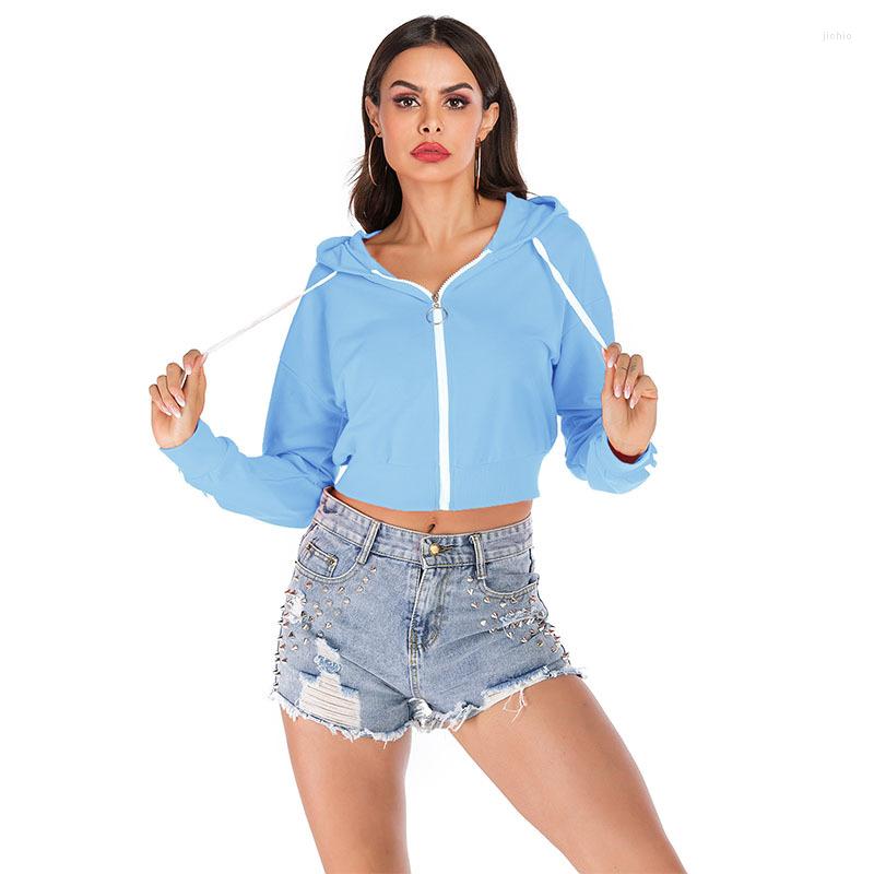 Womens Hoodies Autumn Solid Overcoat Long Sleeve Casual Jacket Short Sweatshirt 2023 Roupas Femininas De Inverno Cyber Y2k Tops