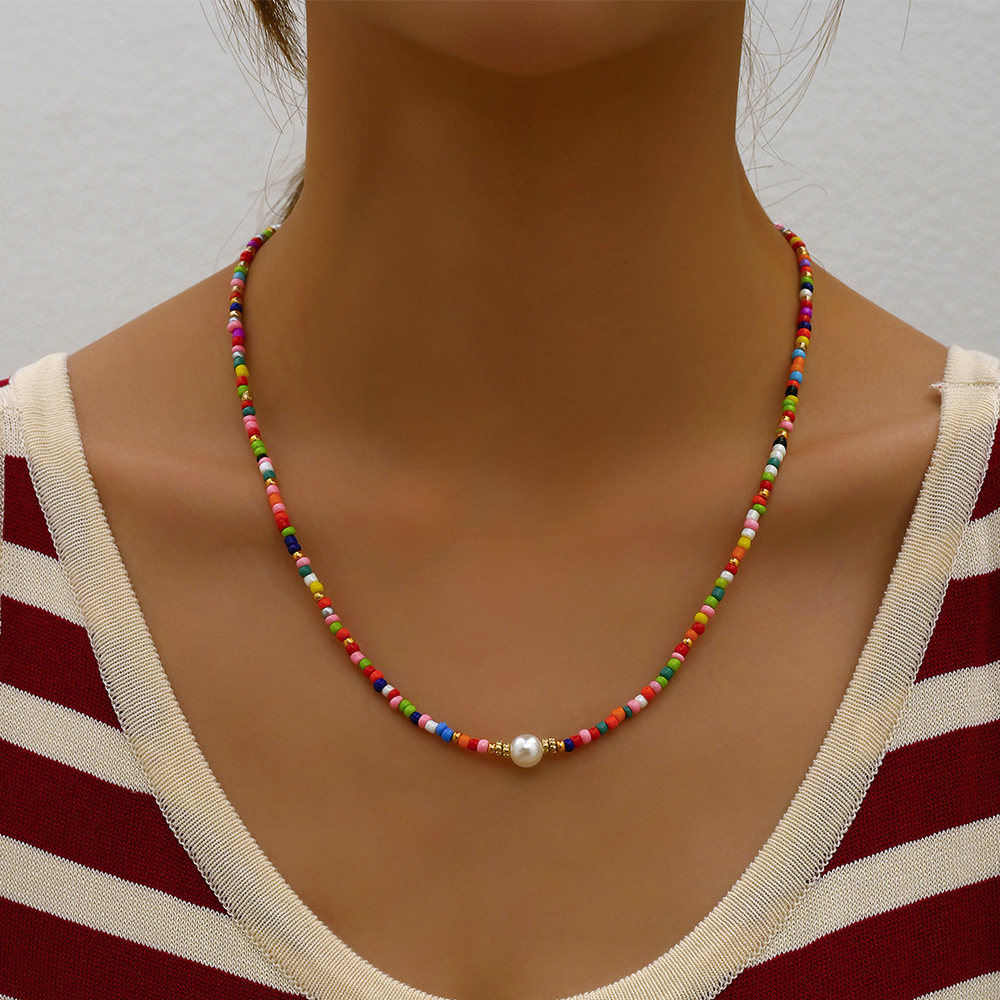Pendant Necklaces Bohemian Handmade Colorful Beads Chain Fashion Tassels Pearl Jewelry For Women Accessories N0368 230802