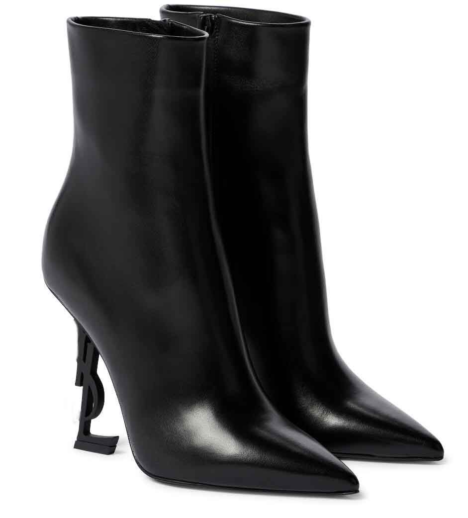 Famous Winter Ankle Boot Shoes Opyum Booties Woman High Heels Women Autumn Calf Leather Pointed Toe Black White Brands With Box 35-43