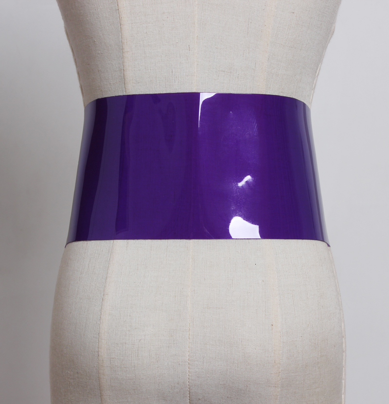 Other Fashion Accessories Silver Big metal Buckle Laser Magic Colourful PVC Fashion All-match Wide long Belt Women Straps Corset accessories 230802