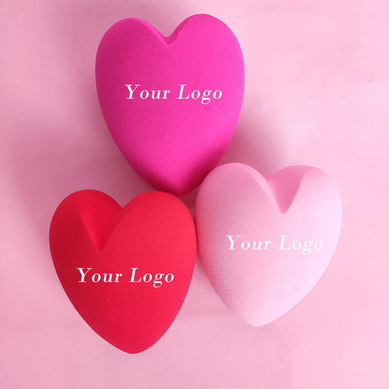 Sponges Applicators Cotton 50 customized 3D love beauty eggs without latex cute heart-shaped powder puff dry and wet dual purpose special shape peach 