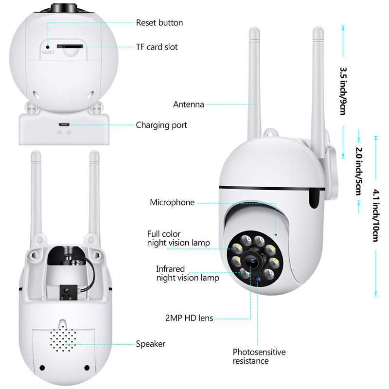 2mp wifi ip camera outdoor 4x digital zoom wireless security surveillance camera two way audio night color cam ai human tracking