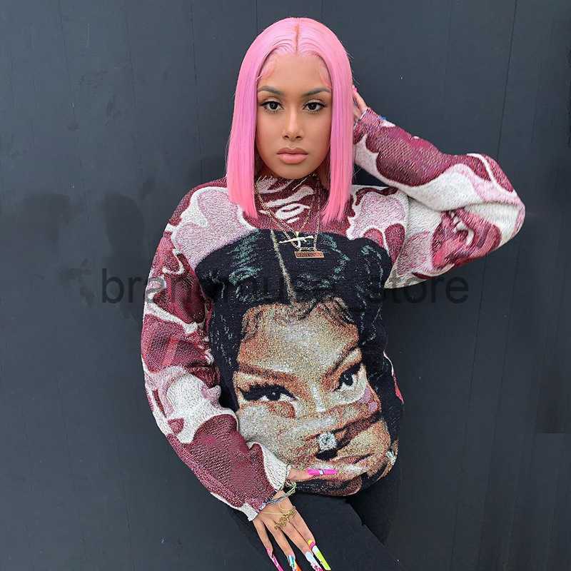 Women's Hoodies Sweatshirts Y2k 2022 New Hip Hop Loose Large Hoodies Women Fashion Top Style Character Print Round Neck Casual Long Sleeve Sweate